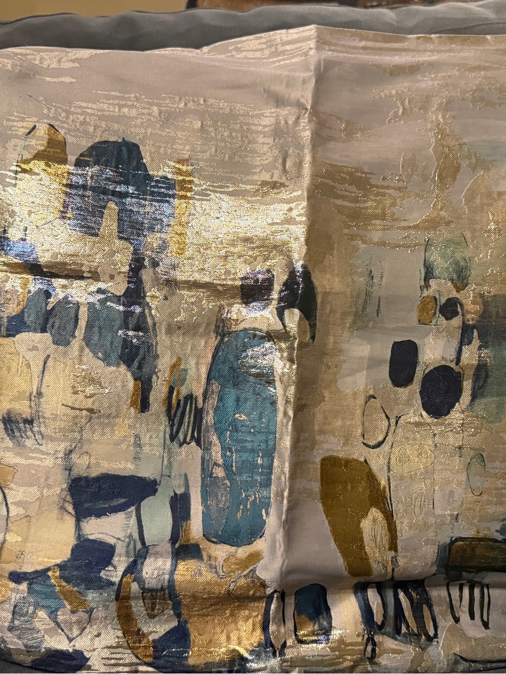 2 West Elm Abstract Decorative Pillow covers in Blue, Gold, Teal